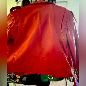 Red leather motorcycle jacket